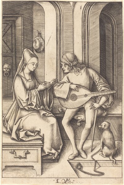 The Lute Player and the Singer by Israhel van Meckenem the younger
